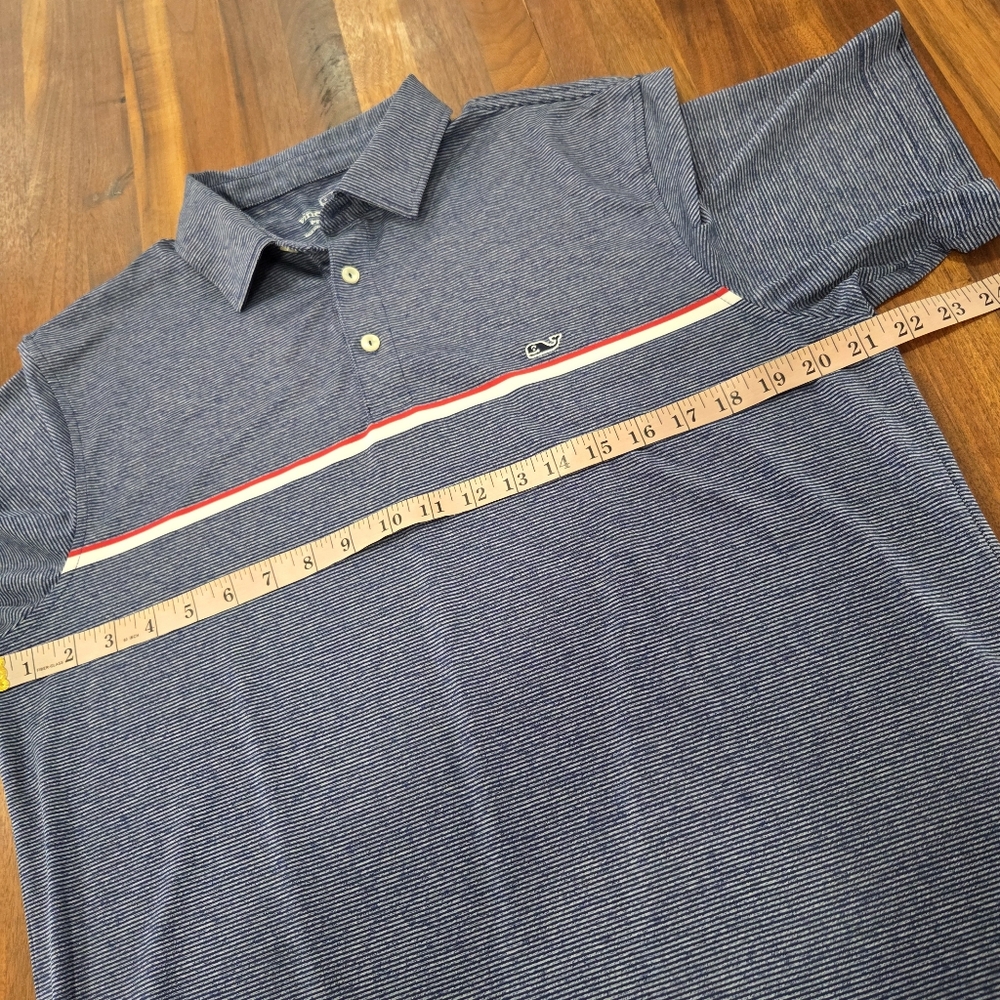 Vineyard Vines Summerland Stripe Sankaty Men's Blue Polo Shirt Size Medium - Picture 5 of 9